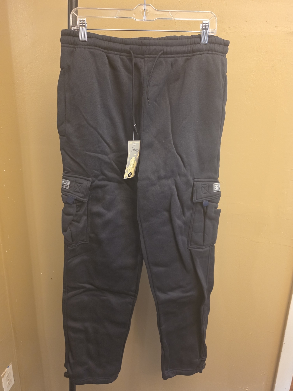 Men's Black Cargo Jogger Pants - Comfort Fit Size XL